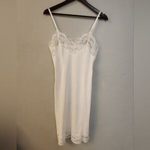 Vintage 1970s White Lace Accented Slip Dress by Wonder Maid